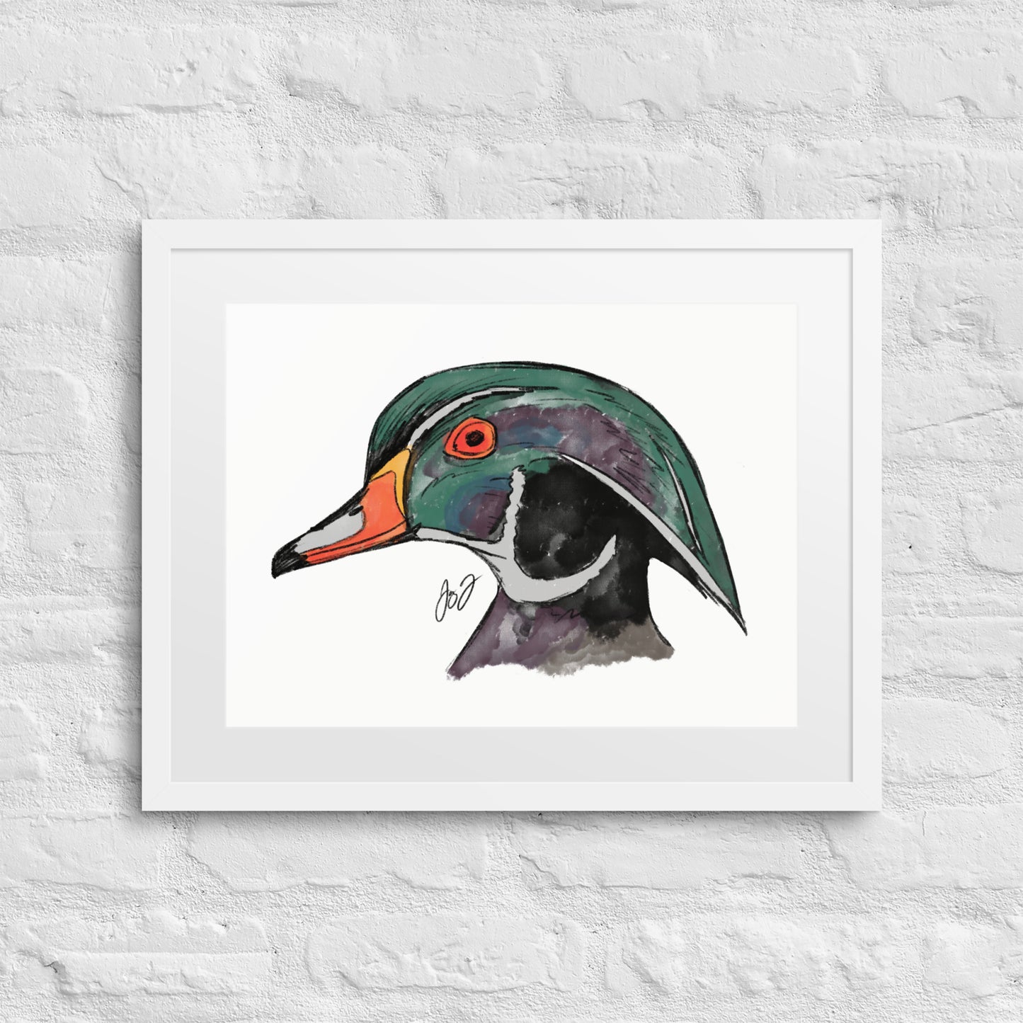 Wood Duck Head by Jay Talbot Framed Art Print