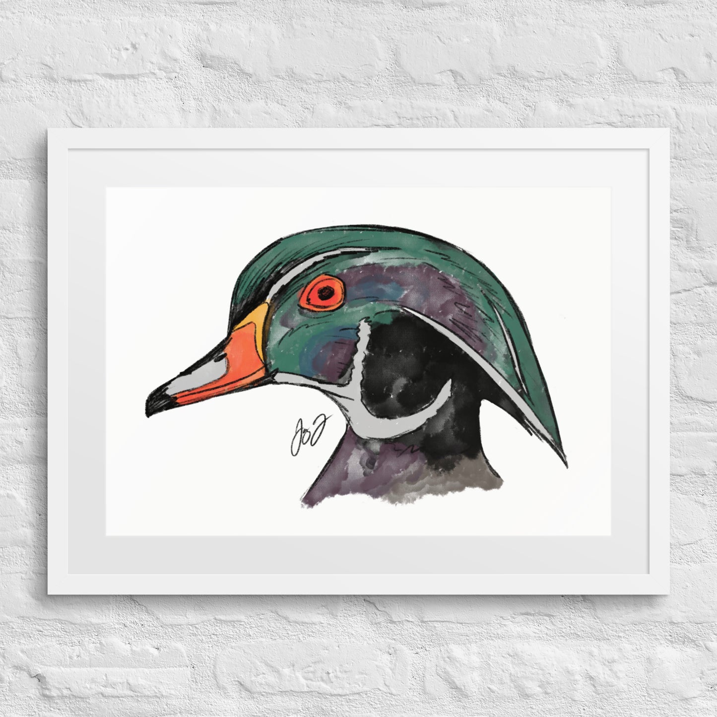 Wood Duck Head by Jay Talbot Framed Art Print