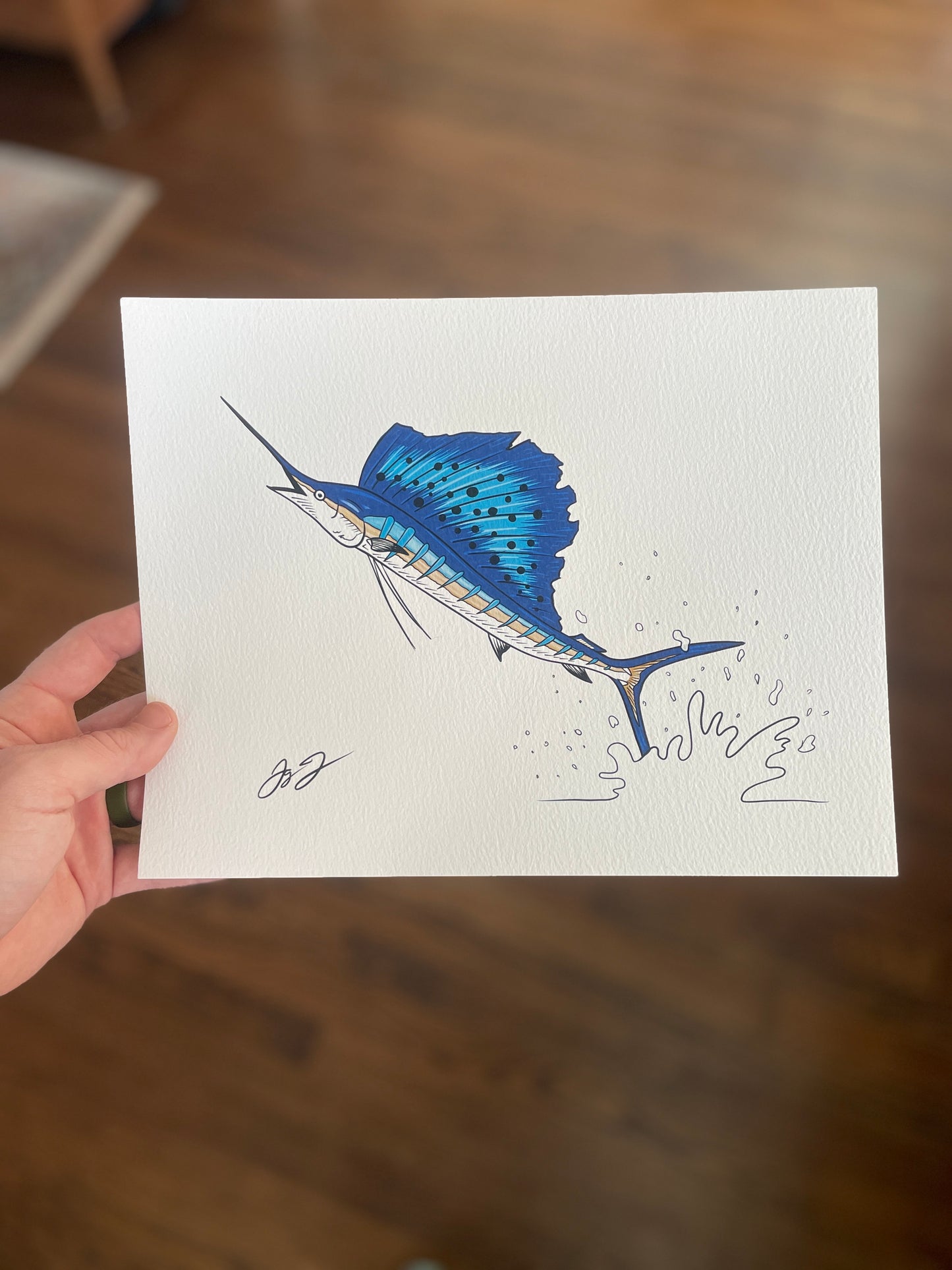 Open Edition: Simple Sailfish Jumping Print